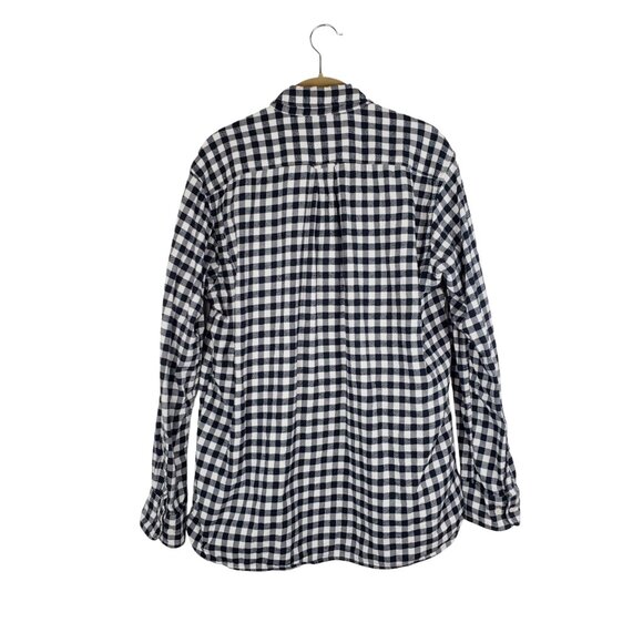 Muji Flannel Button Down Shirt Black White Gingham Mens Size Large Long Sleeve - Picture 2 of 7